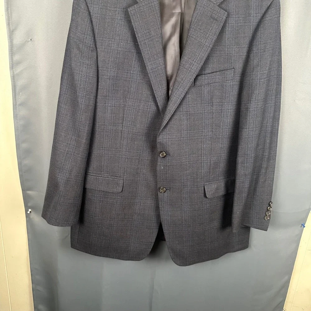 Lauren Ralph Lauren Mens 46L Grey Glen Plaid 100% Wool 2-Button Blazer Coat